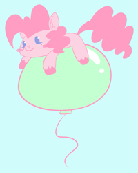 Size: 681x852 | Tagged: safe, artist:typhwosion, pinkie pie, earth pony, pony, balloon, blue background, blushing, cute, diapinkes, ear fluff, simple background, solo, unshorn fetlocks