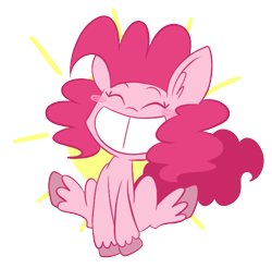 Size: 607x597 | Tagged: safe, artist:typhwosion, pinkie pie, earth pony, pony, abstract background, blushing, cute, diapinkes, eyes closed, female, mare, sitting, smiling, solo, sun, unshorn fetlocks