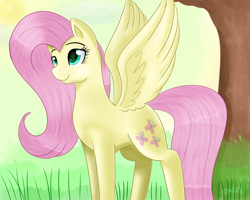 Size: 1280x1024 | Tagged: safe, artist:mlp-firefox5013, fluttershy, pegasus, pony, female, mare, pink mane, solo, yellow coat