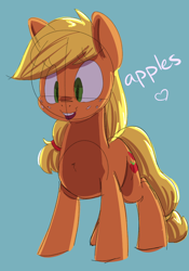 Size: 700x1000 | Tagged: safe, artist:goat train, applejack, earth pony, pony, heart, sketch, solo, that pony sure does love apples