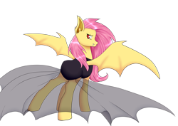 Size: 4092x2893 | Tagged: safe, artist:nalenthi, artist:notenoughapples, fluttershy, bat pony, pony, collaboration, clothes, flutterbat, looking back, solo