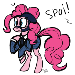 Size: 1000x1000 | Tagged: safe, artist:tinderboxofsillyideas, pinkie pie, earth pony, pony, clothes, crossover, pinkie spy, ski mask, solo, spy, team fortress 2