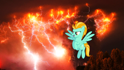 Size: 2880x1620 | Tagged: safe, artist:vector-brony, derpibooru import, lightning dust, solo, wallpaper