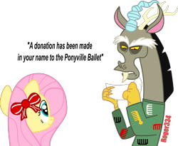 Size: 2451x2013 | Tagged: safe, artist:roger334, discord, fluttershy, pegasus, pony, clothes, deception, hearth's warming eve, inkscape, ponyscape, simple background, sweater, transparent background, vector