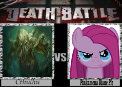 Size: 736x525 | Tagged: safe, pinkie pie, earth pony, pony, cthulhu, death battle, exploitable meme, meme, pinkamena diane pie