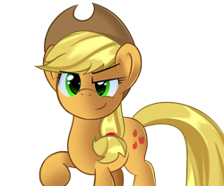 Size: 1800x1500 | Tagged: safe, artist:sykobelle, applejack, earth pony, pony, simple background, smug, solo, transparent background