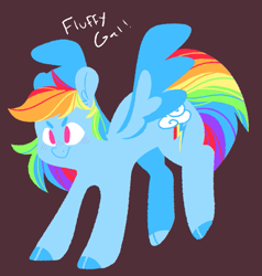 Size: 619x649 | Tagged: safe, artist:cornflake-chan-art, derpibooru import, rainbow dash, pegasus, pony, blushing, brown background, cloven hooves, colored hooves, cute, dashabetes, ear fluff, female, mare, no catchlights, no pupils, simple background, solo, spread wings, wings