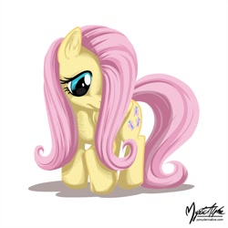 Size: 1000x1000 | Tagged: safe, artist:mysticalpha, fluttershy, pegasus, pony, female, mare, simple background, solo