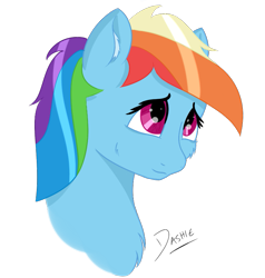 Size: 759x797 | Tagged: safe, artist:dashiie, derpibooru import, rainbow dash, pegasus, pony, cheek fluff, chest fluff, ear fluff, looking up, simple background, solo, transparent background