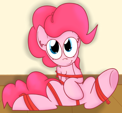 Size: 1280x1188 | Tagged: safe, artist:mr-degration, pinkie pie, earth pony, pony, chest fluff, ear fluff, ribbon, sitting, solo