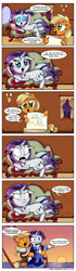 Size: 993x3536 | Tagged: safe, alternate version, artist:daniel-sg, applejack, rarity, earth pony, pony, unicorn, clothes, collar, comic, crossing the line twice, dialogue, dickbutt, draw me like one of your french girls, drawing, dress, eyes closed, eyeshadow, female, freckles, jewelry, lesbian, looking at you, makeup, night, ocean, open mouth, painting, pencil, rarijack, ship, shipping, smiling, speech bubble, sun, titanic, unamused, window