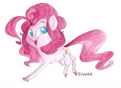 Size: 1516x1105 | Tagged: safe, artist:raiwee, pinkie pie, earth pony, pony, looking at you, solo, traditional art