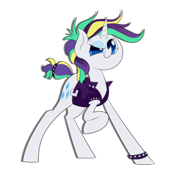 Size: 2743x2743 | Tagged: safe, artist:supercoco142, rarity, pony, unicorn, it isn't the mane thing about you, alternate hairstyle, high res, punk, raised hoof, raripunk, simple background, solo, transparent background