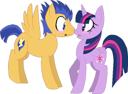 Size: 610x451 | Tagged: safe, artist:sissysonikku, derpibooru import, flash sentry, twilight sparkle, twilight sparkle (alicorn), alicorn, pony, backwards cutie mark, blushing, female, flashlight, male, mare, shipping, straight