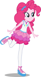 Size: 647x1200 | Tagged: safe, artist:seahawk270, derpibooru import, pinkie pie, a fine line, better together, equestria girls, clothes, female, geode of sugar bombs, leggings, magical geodes, pantyhose, shoes, simple background, skirt, smiling, solo, transparent background, vector