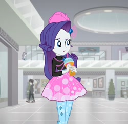 Size: 1110x1080 | Tagged: safe, screencap, aqua blossom, rarity, track starr, eqg summertime shorts, equestria girls, good vibes, background human, clothes, female, male, smoothie