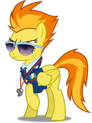 Size: 3747x5000 | Tagged: safe, artist:dashiesparkle, derpibooru import, spitfire, wonderbolts academy, .svg available, absurd resolution, drill sergeant, inkscape, ponyscape, raised hoof, simple background, solo, sunglasses, transparent background, vector, whistle, whistle necklace