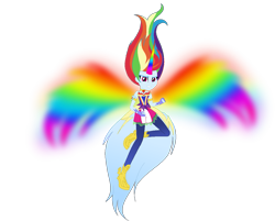 Size: 1203x965 | Tagged: safe, artist:painterede, artist:rainbow15s, derpibooru import, rainbow dash, equestria girls, clothes, colored wings, daydream-ified, fingerless gloves, gloves, horn, horned humanization, leggings, multicolored wings, rainbow wings, shoes, simple background, solo, transparent background, wings