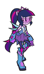 Size: 600x1000 | Tagged: safe, artist:rvceric, derpibooru import, sci-twi, twilight sparkle, better together, equestria girls, super squad goals, clothes, crystal guardian, crystal wings, female, fist, pantyhose, ponied up, simple background, solo, transparent background, visor