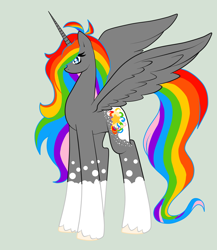 Size: 900x1035 | Tagged: safe, artist:rainbowscreen, oc, oc only, oc:rainbow star, alicorn, pony, alicorn oc