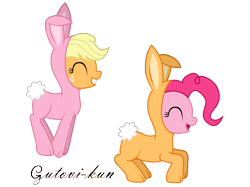 Size: 2813x2108 | Tagged: safe, artist:gutovi, applejack, pinkie pie, earth pony, pony, pony creator, bunny costume, clothes, cute