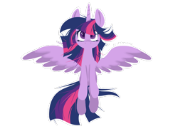 Size: 800x600 | Tagged: safe, artist:onikashi, derpibooru import, twilight sparkle, twilight sparkle (alicorn), alicorn, pony, female, looking at you, mare, messy mane, simple background, solo, spread wings, transparent background, vector