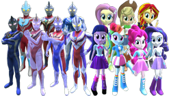 Size: 1366x768 | Tagged: safe, artist:ultramangeedorbx21, applejack, fluttershy, pinkie pie, rainbow dash, rarity, sunset shimmer, twilight sparkle, equestria girls, humane five, humane seven, humane six, ultraman, ultraman agul, ultraman cosmos, ultraman dyna, ultraman gaia, ultraman ginga, ultraman justice, ultraman tiga