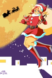 Size: 1000x1500 | Tagged: safe, artist:sozglitch, sunset shimmer, equestria girls, christmas, clothes, costume, female, holiday, santa costume, solo