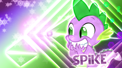 Size: 1920x1080 | Tagged: safe, artist:cr4zyppl, artist:sasukex125, artist:zutheskunk edits, derpibooru import, spike, dragon, gem, lens flare, smiling, solo, vector, vector trace, wallpaper