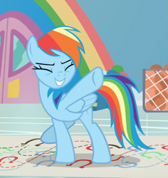 Size: 579x614 | Tagged: safe, derpibooru import, screencap, rainbow dash, pegasus, pony, she's all yak, beautiful, best pony, cropped, cute, dancing, dashabetes, eyes closed, fabulous, female, mare, raised hoof, smiling, solo, underhoof