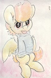 Size: 695x1068 | Tagged: safe, artist:slightlyshade, derpibooru import, spitfire, clothes, solo, sweater, traditional art