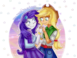 Size: 1440x1080 | Tagged: safe, artist:lelka-philka, applejack, rarity, equestria girls, female, lesbian, rarijack, shipping