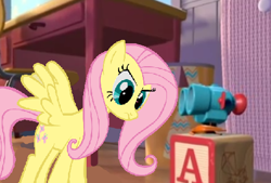 Size: 461x312 | Tagged: safe, edit, fluttershy, pegasus, pony, stare master, lenny (toy story), staring contest, toy story, vector