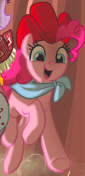 Size: 241x499 | Tagged: safe, artist:amy mebberson, pinkie pie, earth pony, pony, spoiler:comic, bandana, clothes, costume, cowboy hat, female, hat, mare, outfit catalog, quick draw mcgraw, solo