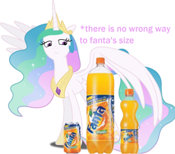 Size: 1228x1080 | Tagged: safe, princess celestia, alicorn, pony, celestial advice, fanta, female, mare, pun, solo, there is no wrong way to fantasize, visual pun