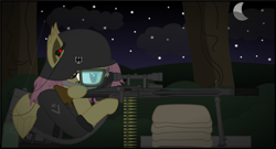 Size: 4800x2590 | Tagged: safe, artist:facelesssoles, fluttershy, bat pony, pony, flutterbat, gun, machine gun, mg 42, night, schutzstaffel, solo, weapon, world war ii