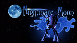 Size: 1920x1080 | Tagged: safe, artist:djthunderbolt, artist:moongazeponies, derpibooru import, nightmare moon, moon, solo, space, vector, wallpaper