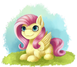 Size: 1876x1633 | Tagged: safe, artist:glazly042, fluttershy, pegasus, pony, female, mare, prone, solo