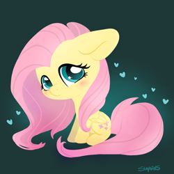 Size: 800x800 | Tagged: safe, artist:coffeecuppup, part of a set, fluttershy, pegasus, pony, blushing, cute, heart, looking at you, shyabetes, solo, wingding eyes