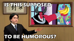 Size: 500x279 | Tagged: safe, derpibooru import, lord tirek, twilight sparkle, twilight sparkle (alicorn), alicorn, human, banana, exploitable meme, irl, irl human, is this supposed to be humorous, meme, nintendo, photo, satoru iwata