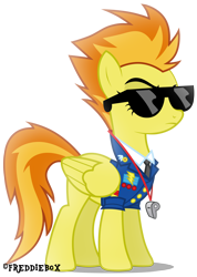 Size: 2130x3000 | Tagged: safe, artist:brony-works, derpibooru import, spitfire, simple background, solo, sunglasses, transparent background, vector