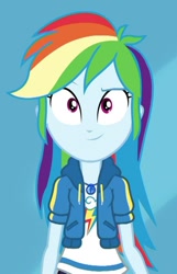 Size: 639x991 | Tagged: safe, derpibooru import, screencap, rainbow dash, better together, equestria girls, run to break free, beautiful, cropped, cute, dashabetes, female, geode of super speed, looking at you, magical geodes, smiling, solo