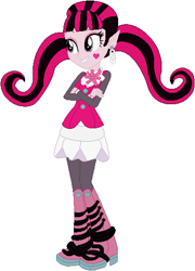 Size: 381x528 | Tagged: safe, artist:selenaede, artist:user15432, derpibooru import, vampire, equestria girls, barely eqg related, base used, boots, clothes, crossed arms, crossover, cute, cute little fangs, dracula, draculaura, ear piercing, earring, equestria girls style, equestria girls-ified, fangs, jewelry, mattel, monster high, pantyhose, piercing, pigtails, pink skin, shirt, shoes, simple background, skirt, vegan, vegetarian, white background