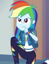 Size: 836x1076 | Tagged: safe, derpibooru import, screencap, rainbow dash, better together, equestria girls, run to break free, cropped, cute, dashabetes, female, geode of super speed, kneeling, magical geodes, solo