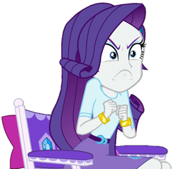 Size: 739x718 | Tagged: safe, artist:thebar, rarity, dance magic, equestria girls, spoiler:eqg specials, angry, belt, bracelet, chair, do i look angry, female, gem, jewelry, simple background, sitting, solo, transparent background