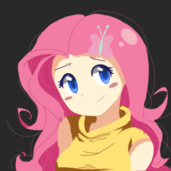 Size: 800x800 | Tagged: safe, artist:yayah97, fluttershy, human, blush sticker, blushing, humanized, simple background, solo