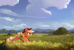 Size: 1920x1305 | Tagged: safe, artist:ajvl, applejack, earth pony, pony, running, scenery, solo