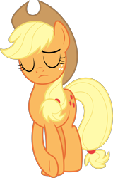 Size: 6000x9359 | Tagged: safe, artist:dasprid, applejack, earth pony, pony, tanks for the memories, absurd resolution, applejack cries on the inside, crying inside, sad, simple background, solo, transparent background, vector