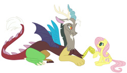 Size: 736x422 | Tagged: safe, artist:squipycheetah, discord, fluttershy, pegasus, pony, discoshy, female, male, shipping, straight