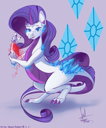 Size: 2234x2698 | Tagged: safe, artist:sadrodent, rarity, dragon, dragonified, gem, raridragon, solo, species swap